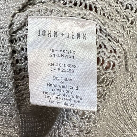 CLEARANCE John + Jenn Gray Metallic Open Knit V Neck Sweater - Picture 6 of 6